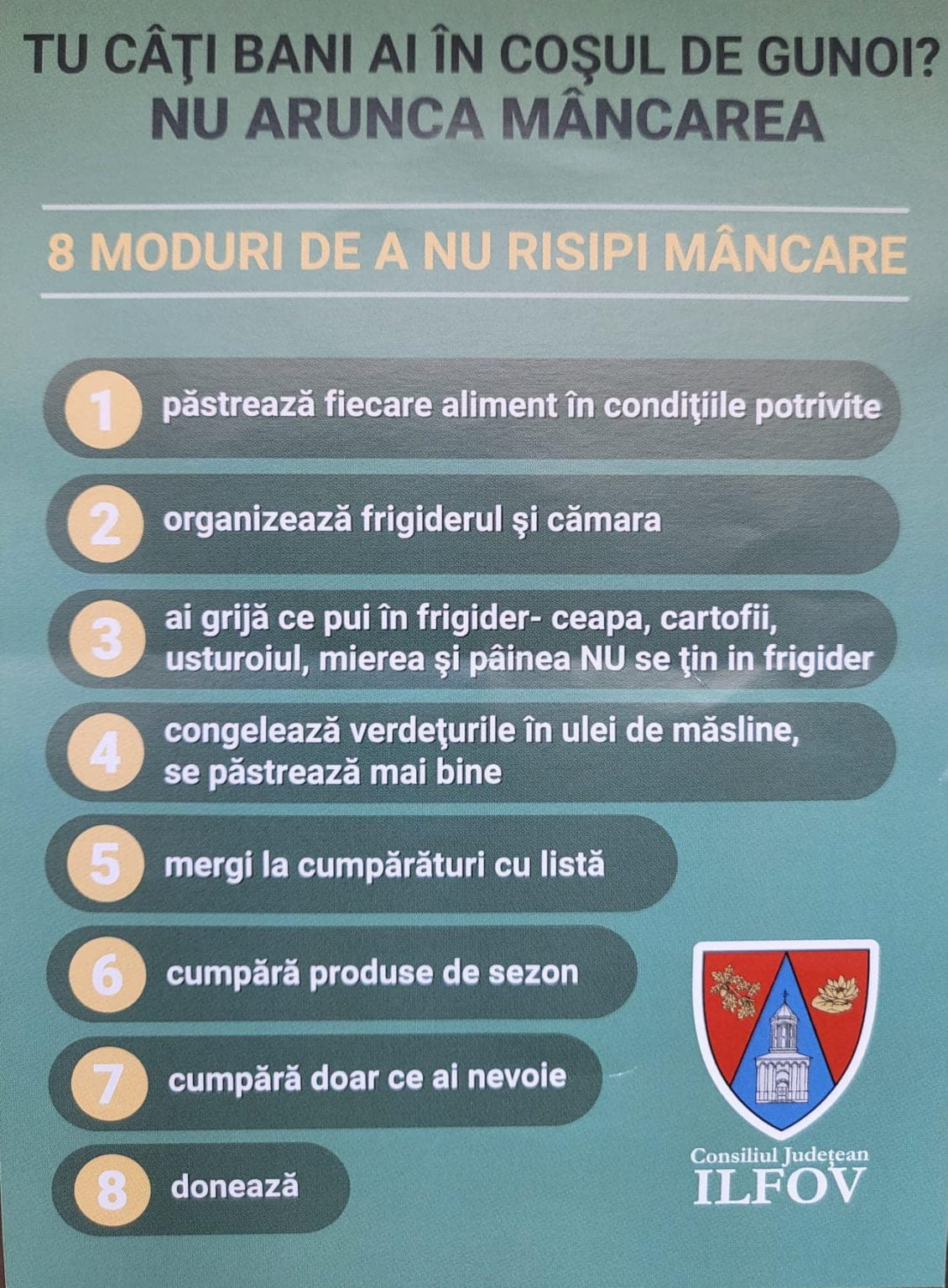 Mobilizare exemplară în cadrul campaniei Consiliului Judeţean Ilfov pentru diminuarea şi prevenirea risipei alimentare