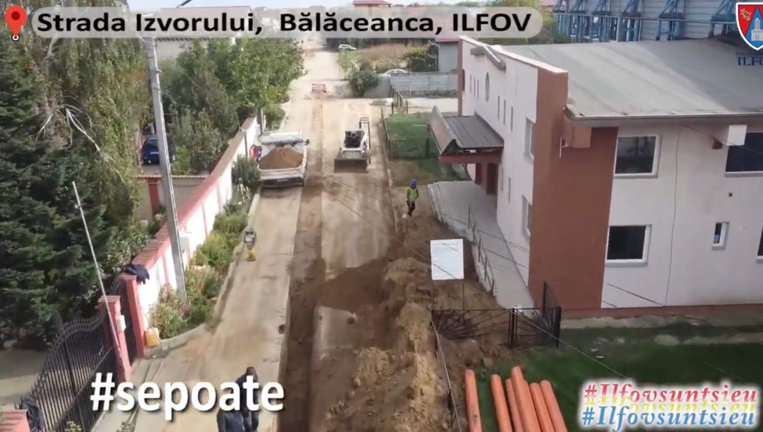 Se lucrează la reţelele de apă şi canalizare, în Bălăceanca, Cernica