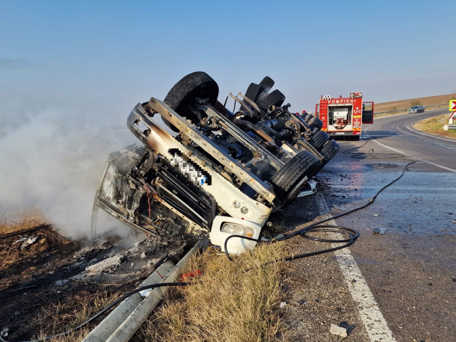Accidentul s-a produs pe DN 61, în judeţul Giurgiu, Foto: ISU Giurgiu