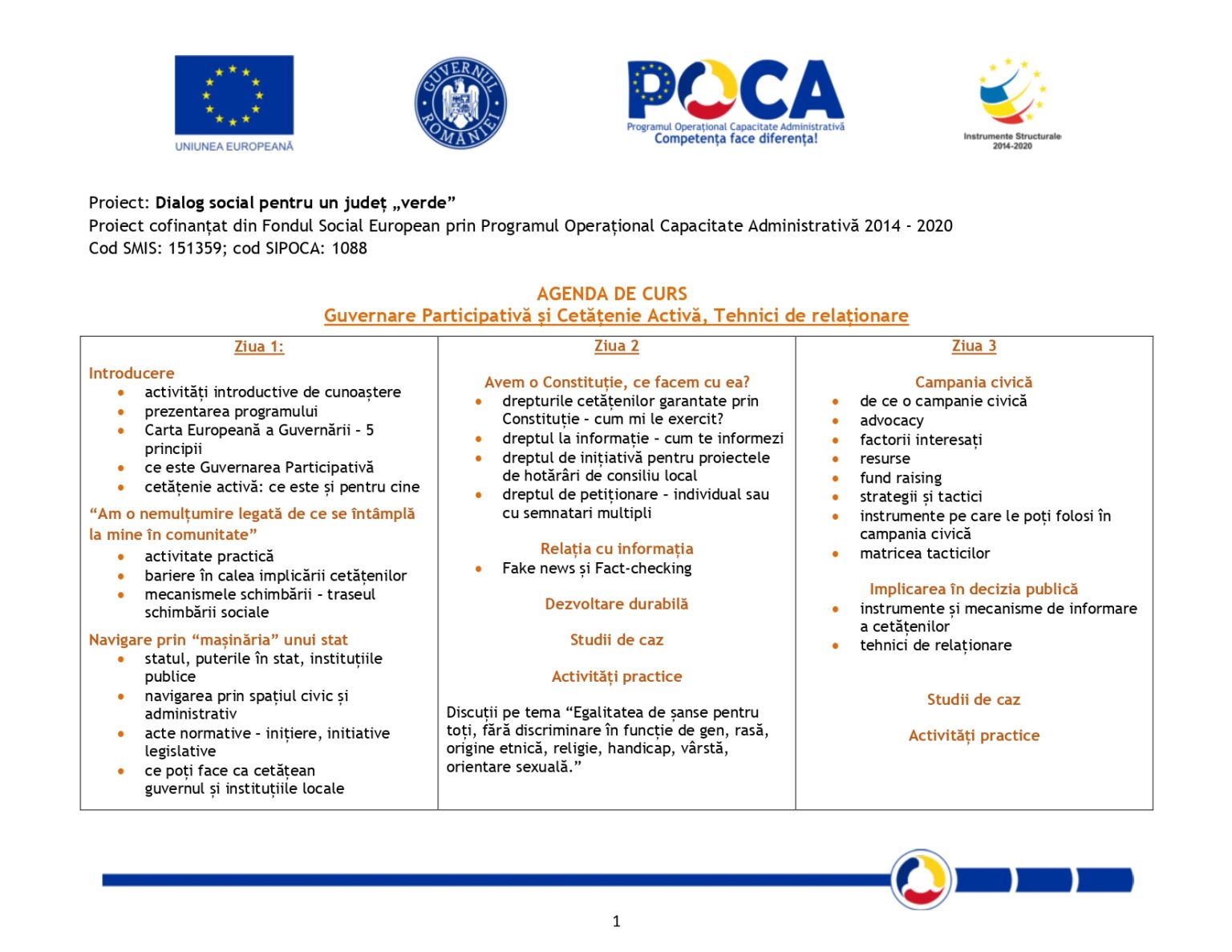 Sesiune de formare „Guvernare locală participativă şi cetăţenie activă- tehnici de relaţionare”