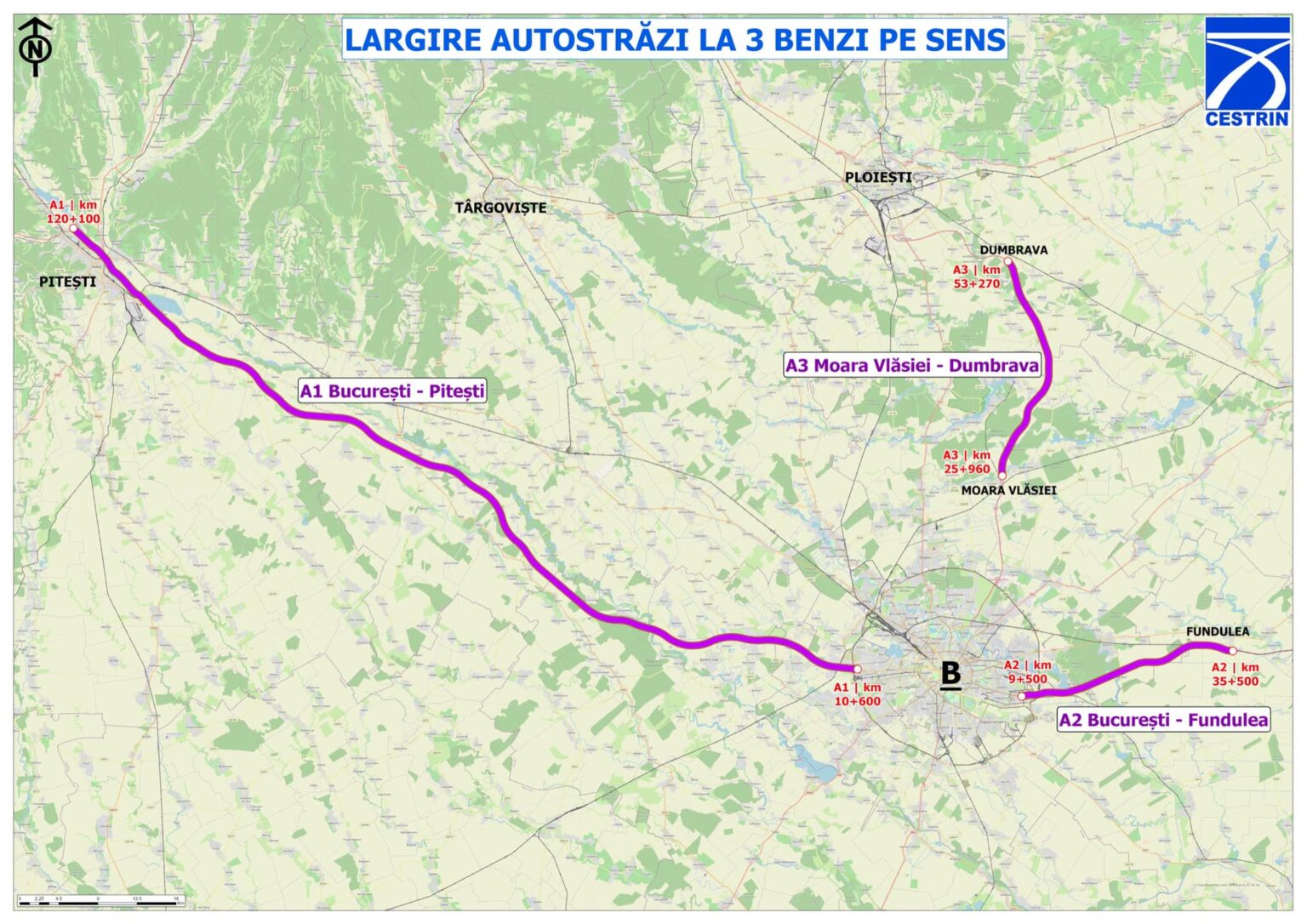 Trei autostrăzi din România vor fi lărgite la trei benzi pe sens