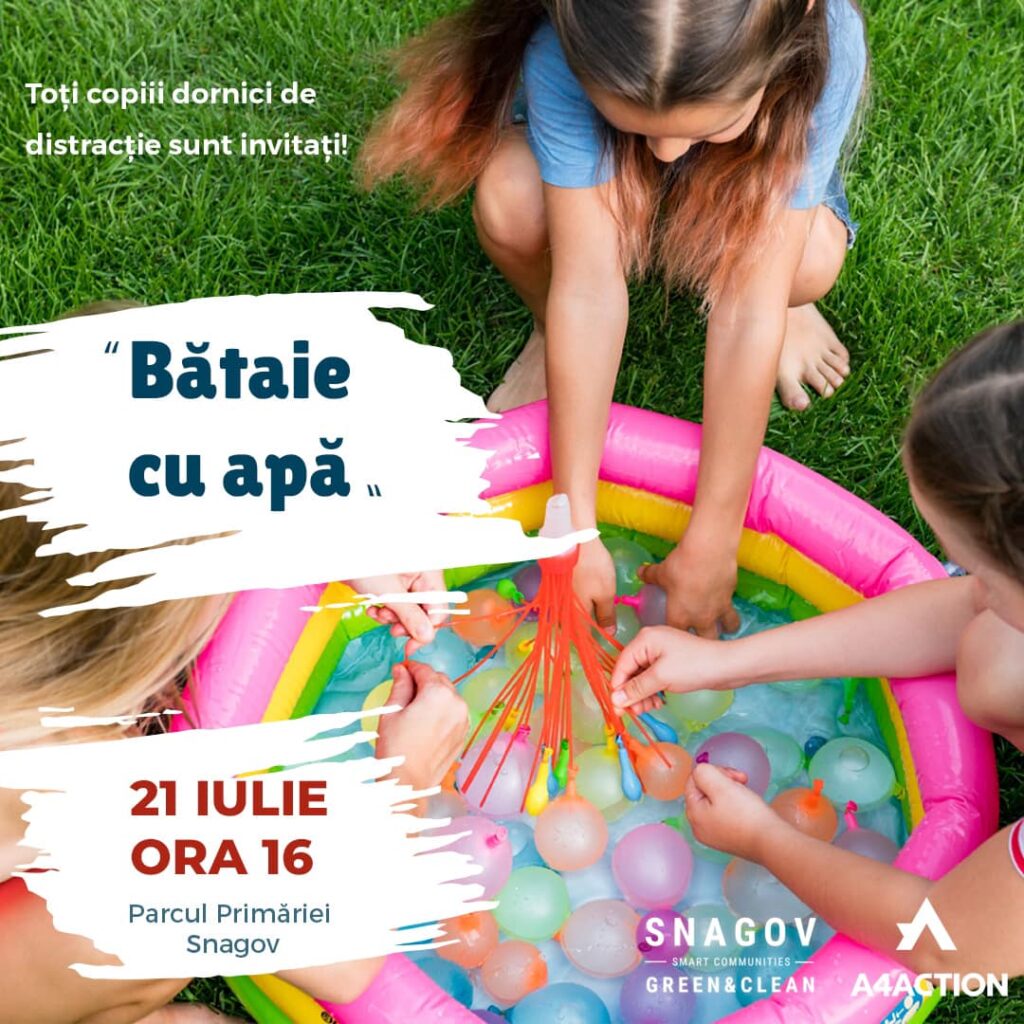Copiii din Snagov, invitaţi la cea mai mare „bătaie cu apă” de până acum