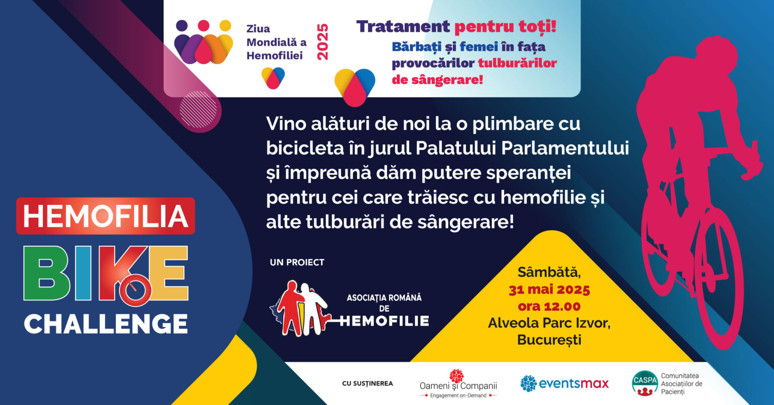 Vom porni într-o plimbare cu bicicleta în jurul Palatului Parlamentului, un gest simbolic prin care transmitem un mesaj clar: împreună dăm putere speranței pentru persoanele care trăiesc cu hemofilie și alte tulburări de coagulare a sângelui. Pedalăm împreună, fie că avem o bicicletă proprie, fie că ne alăturăm cu una pusă la dispoziție de organizatori – important este să fim prezenți, solidari și uniți în sprijinul celor afectați.