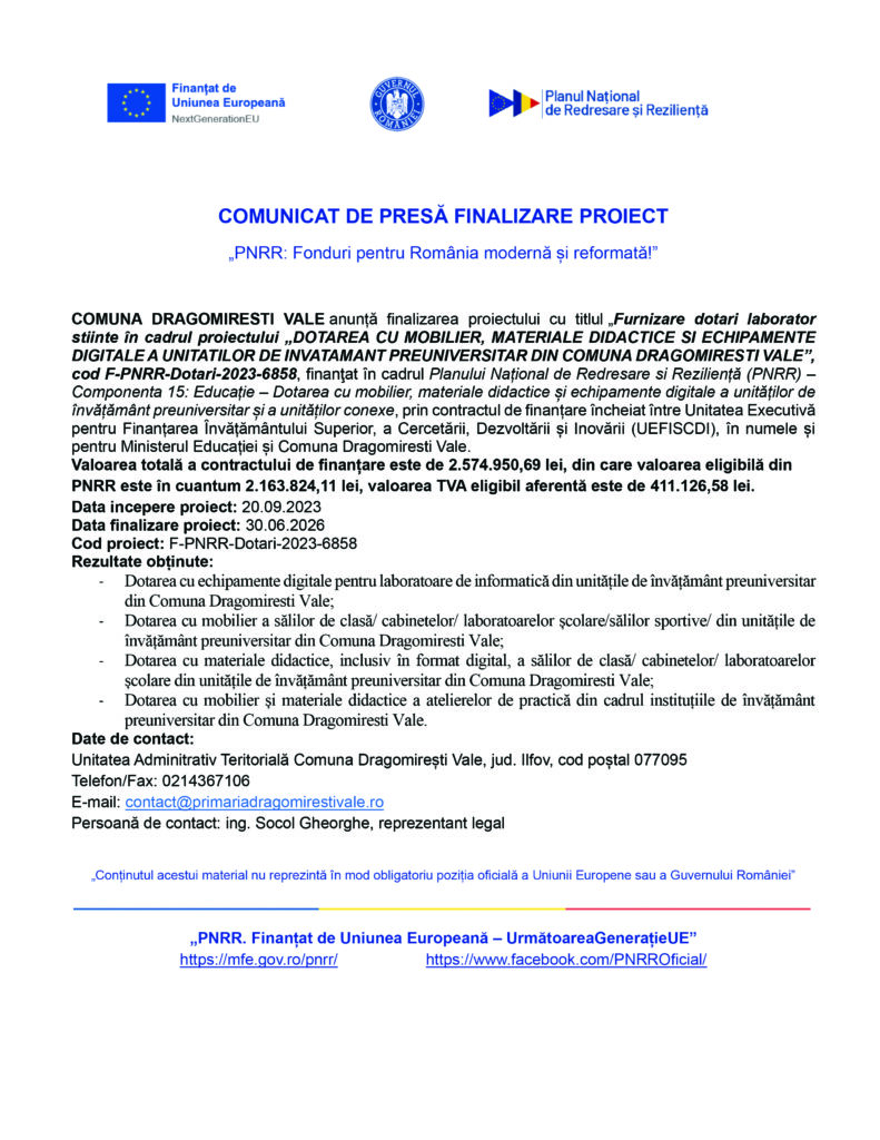 Comunicat PNRR